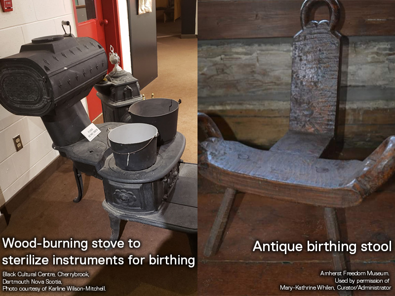 Antique Iron Stove and Birthing Stool